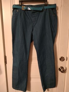 Iman  Chic Teal Denim Jeans - Casual Straight Fit